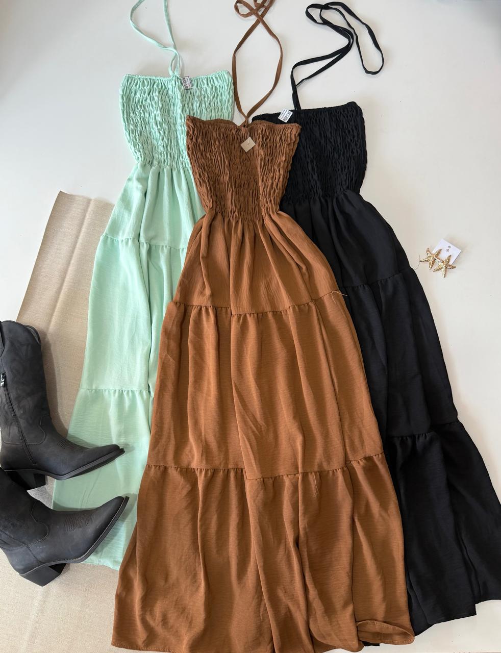 Vestido largo disponible, en tonos lisos 75000gs adaptable, estos y mas tonos