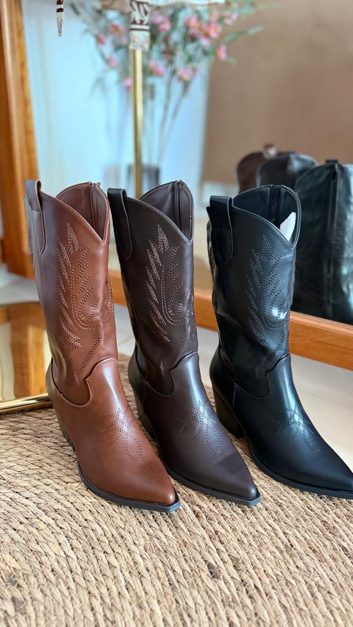 Botas texanas bordadas taco cómodo