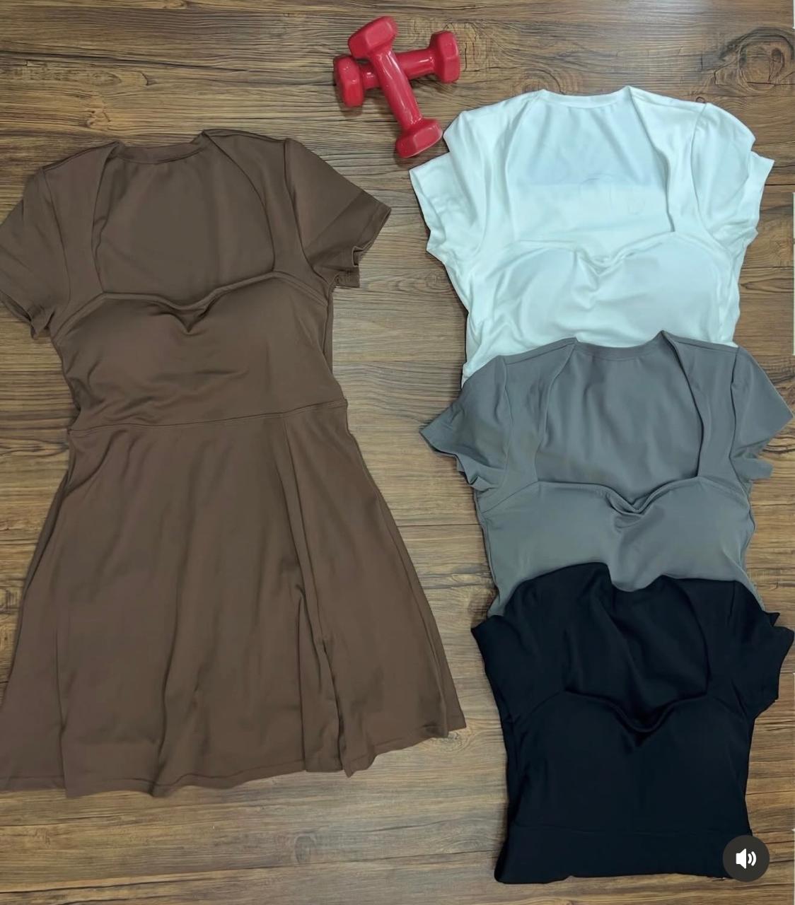 Modelito con short abajo en suplex muchos tonos