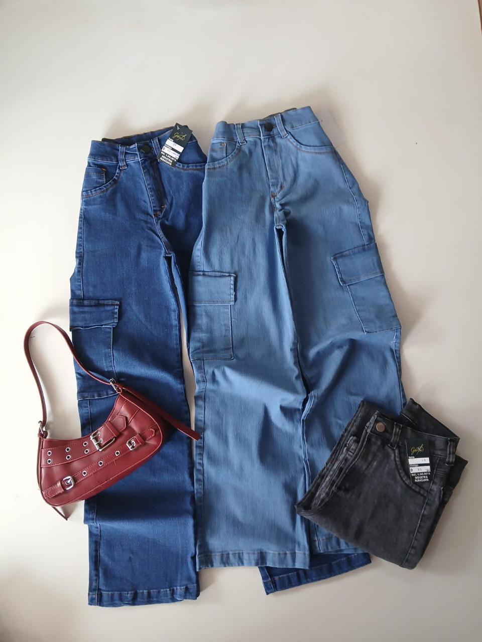 Cargo dama tres tonos cintura alta elastizada