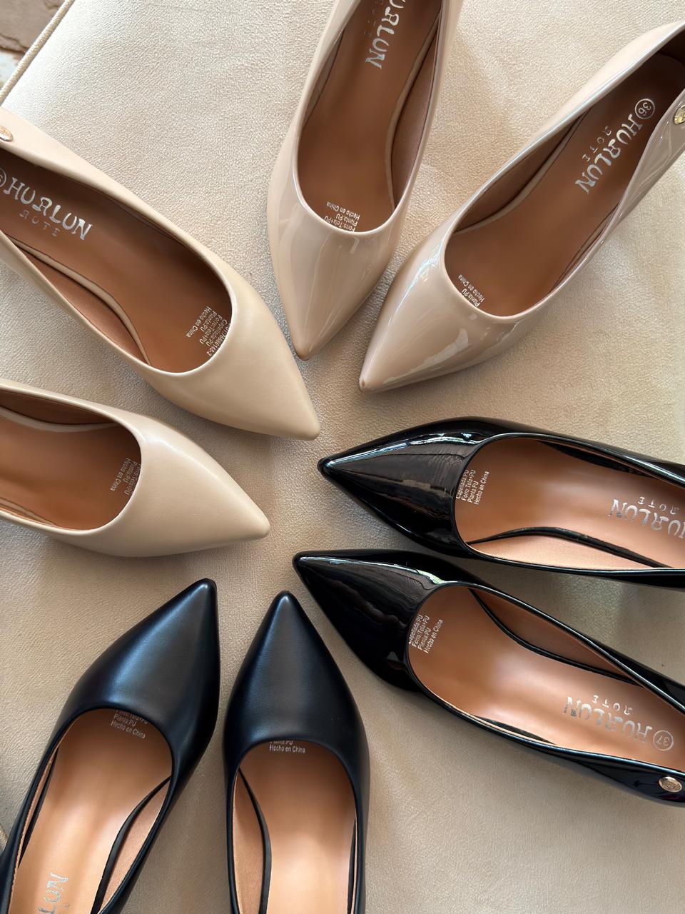 Stiletos clásicos taco fino (Negro, Beige, Crema)