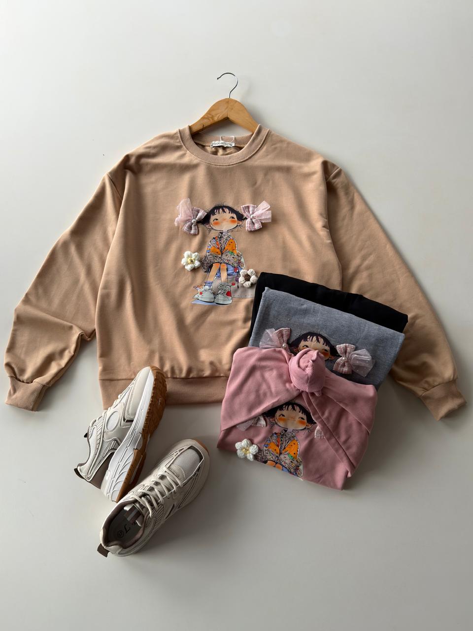 Sweater de Algodón Diseño Niña con Moños 3D